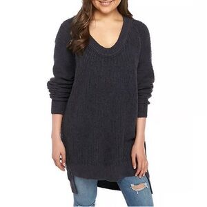 Free People Charcoal V-Neck Sweater